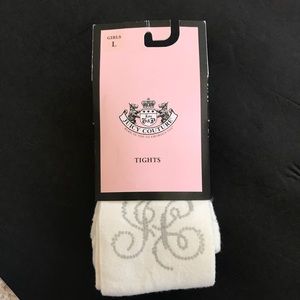 Juicy Couture Size L Solid Ivory Footless Tights